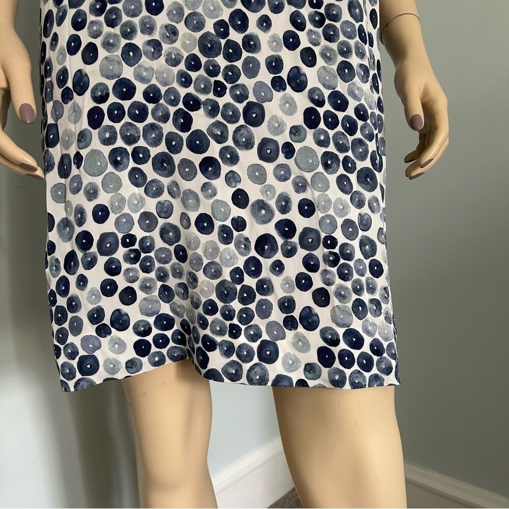 Nordstrom Collection Darlington Silk Blue Geometric Sheath Dress Pockets 4 - Picture 3 of 11